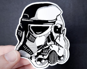 Vinyl Sticker - Decaying Stormtrooper - Star Wars Inspired Inspired Sticker - 3 inch Weather Resistant Sticker