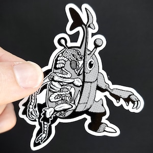 Vinyl Sticker - Heracross Anatomy - Horror Pocket Beast Sticker - 3 inch Weather Resistant Sticker