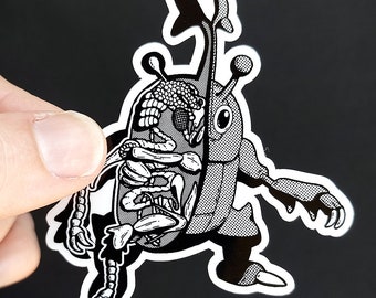 Heracross Anatomy Sticker - Weather Resistant Vinyl Sticker - Horror Pocket Beast Art