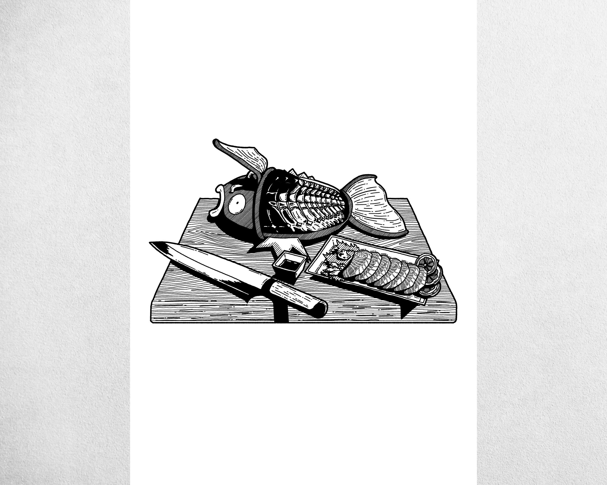 コイキング刺身解剖学 - ホラーポケットビーストアートプリント