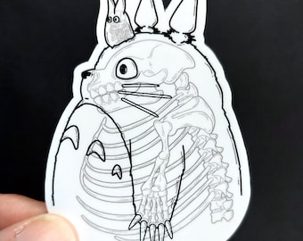 Vinyl Sticker - Anime Gray Bear Forest Spirit Xray Anatomy - 3 inch Weather Resistant Sticker