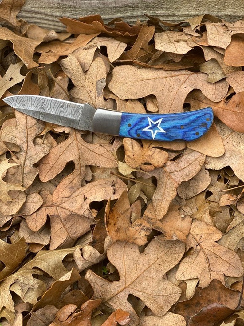 Pocket knife For Dallas Cowboy Fans Damascus Steel knife Etsy