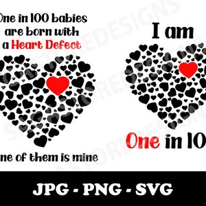 I am One in 100 png, jpg, svg. CHD awareness. 1 in 100 SVG. Heart warrior. Mommy And Me SVG Design Bundle