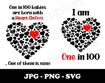 Ich bin Eins in 100 png, jpg, svg. CHD-Bewusstsein. 1 in 100 SVG. Herz Krieger. Mommy And Me SVG Design Bundle