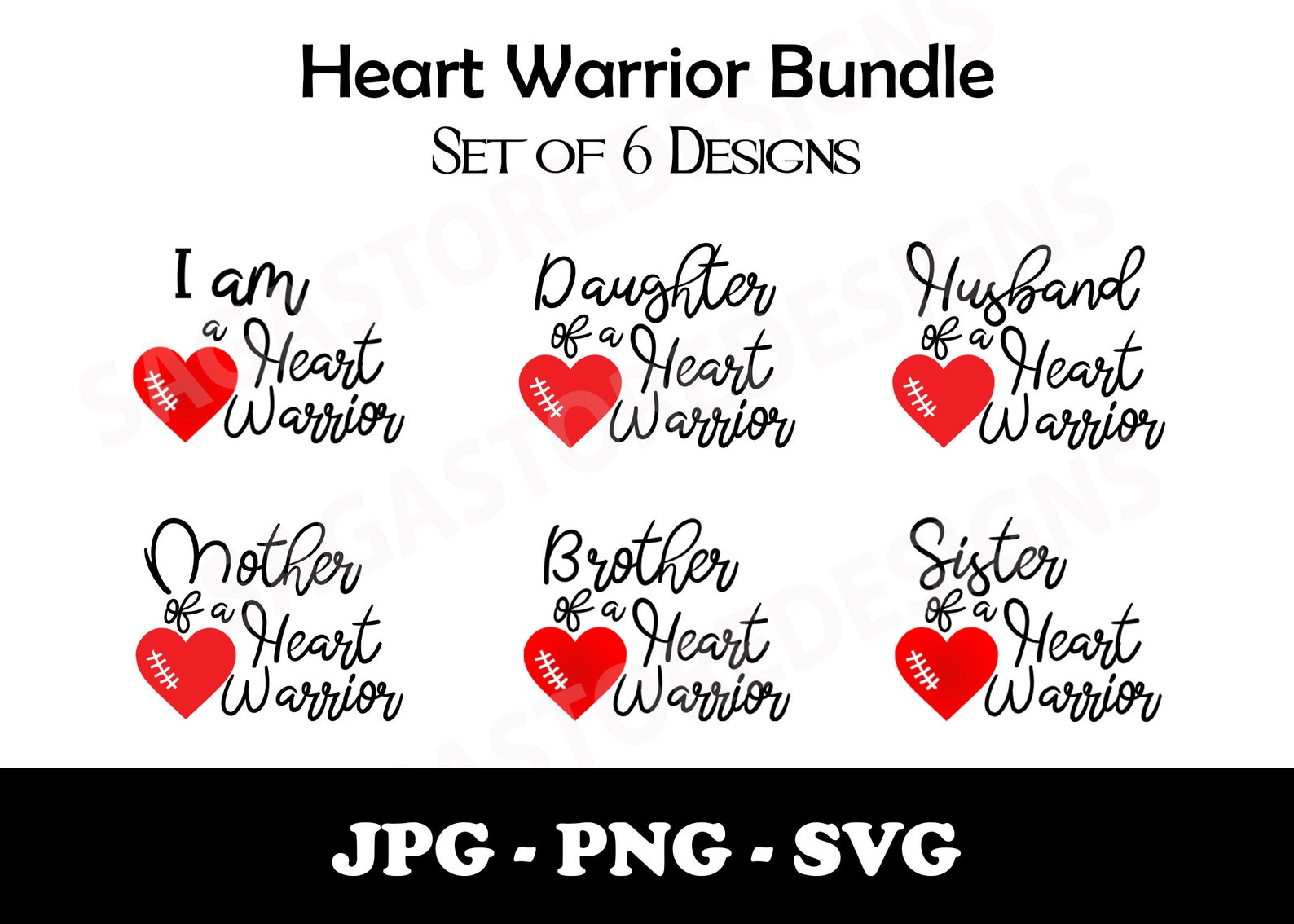 Heart Warrior Bundle Set of 6 Png Jpg Svg. CHD Awareness Etsy UK