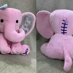Chiari malformation &quot;zipperhead&quot; awareness plush pink elephant, Scar buddy. chiari stuffed elephant.