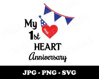 Mein 1. Herz Jubiläum druckbar png, jpg, svg. CHD-Bewusstsein. Herz Krieger svg