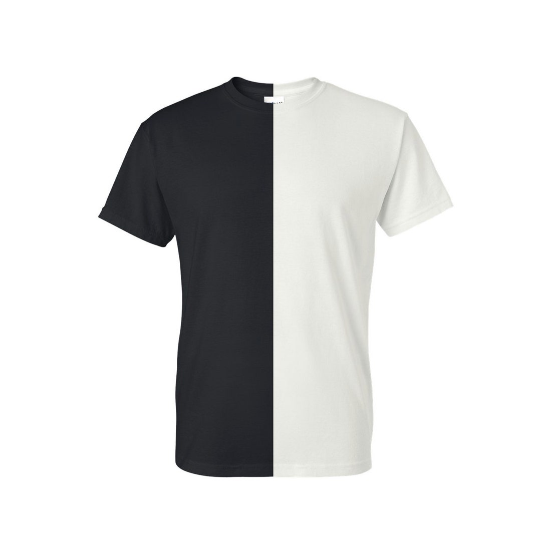 Black and White Adult Split Tee Two-toned Shirt Two-colored Shirt Half ...