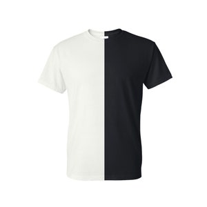 Black and White Adult Split Tee Two-toned Shirt Two-colored Shirt Half ...