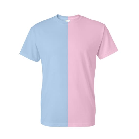 Camiseta mitad y mitad rosa y azul / Camiseta dividida / Camisa de dos  tonos / Revelación de género / Camisa de dos colores -  México