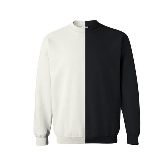 Black And White Split Two Toned Half And Half Crewneck Etsy Denmark