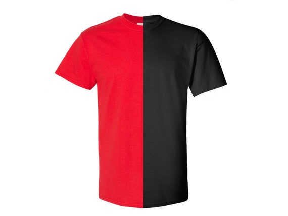 ønske fordom Vedhæftet fil Black and Red Split Adult Tee Two-toned Shirt Two-colored - Etsy
