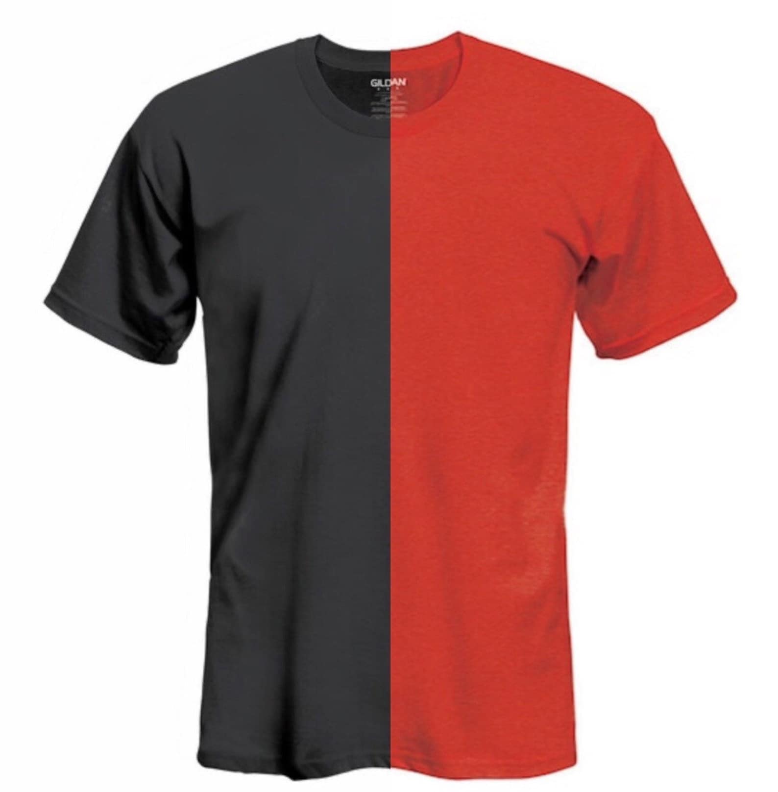 Black and Red Half and Half Split Tee Etsy