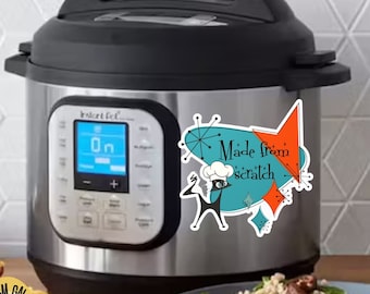 Pressure Cooker Decal, Made From Scratch Kitschy Atomic Cat Instant Pot, Pressure Cooker Vinyl Decal