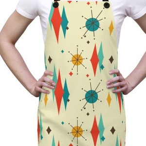Mid Century Modern Franciscan Atomic Retro Abstract His And Hers Apron