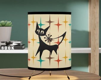 Atomic Cat Retro Starburst Mid Century Modern Living Room, Bedroom, Office Tripod Lamp