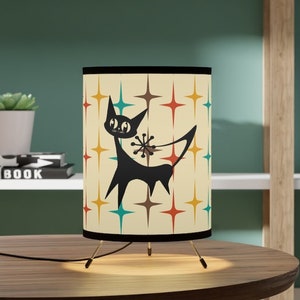 Atomic Cat Retro Starburst Mid Century Modern Living Room, Bedroom, Office Tripod Lamp