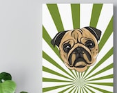 Fawn Pug Retro Cool Cartoon Face Mid Century Modern Canvas Gallery Wrap