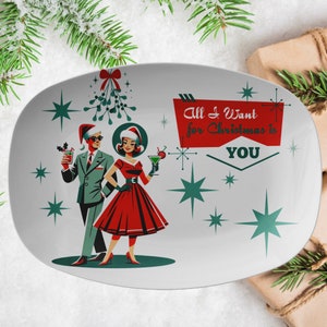 Mid Century Modern Christmas Kitschy 1950's Swanky Couple, Cocktail Party Platter