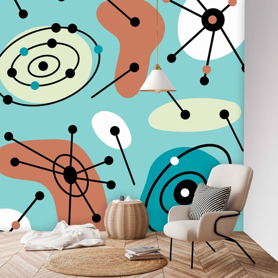 Mid Century Modern Peel and Stick Abstract Geometric Art Etsy