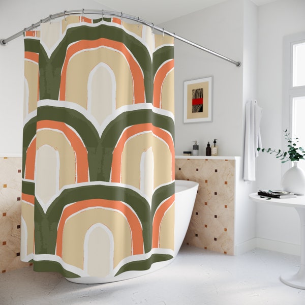 Tan and Green Shower Curtains Etsy