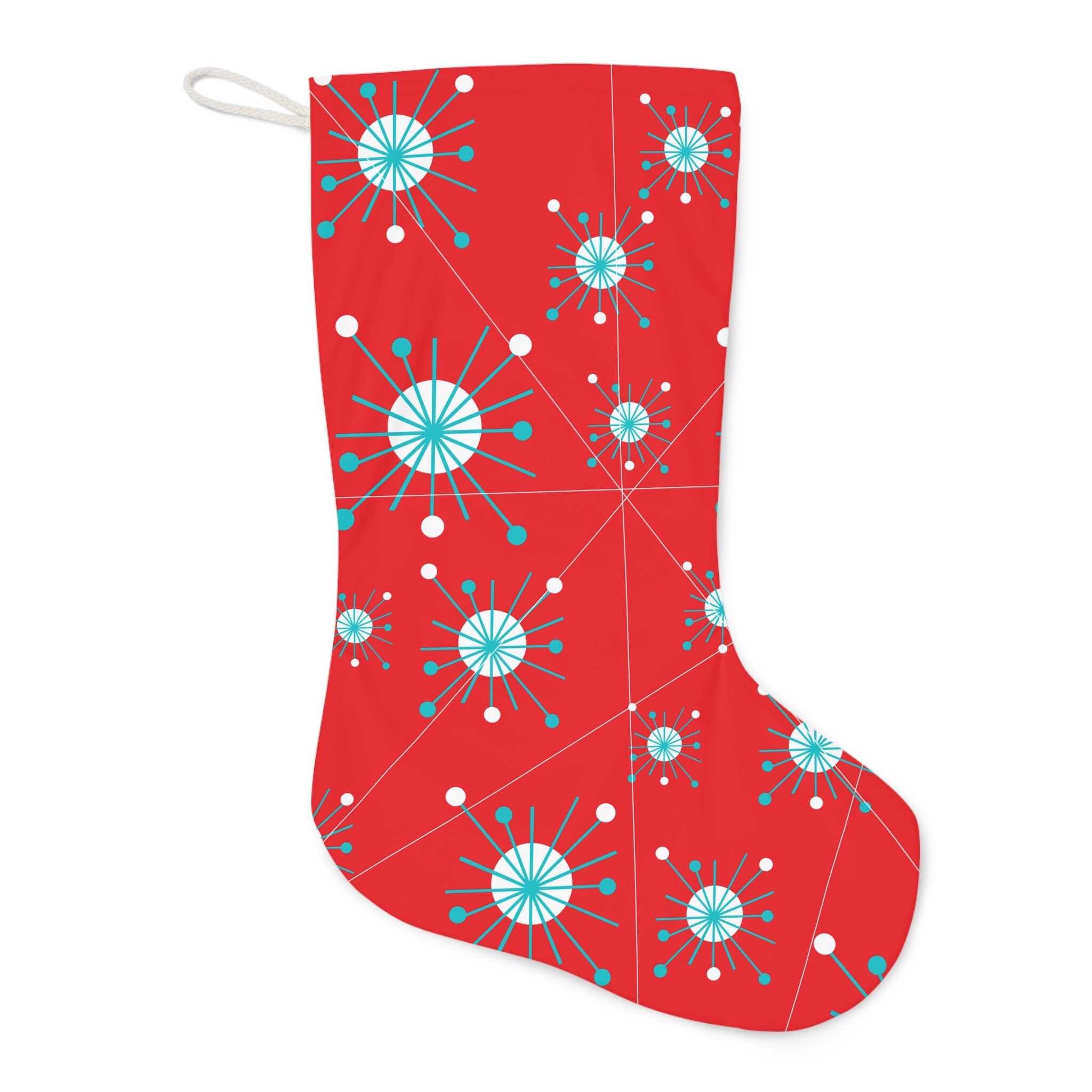 Mid Century Modern Christmas Stocking, Atomic Starburst sold by Ehab