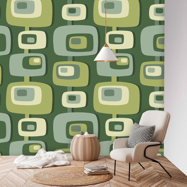 Peel and Stick Wallpaper Mcm Atomic - Etsy