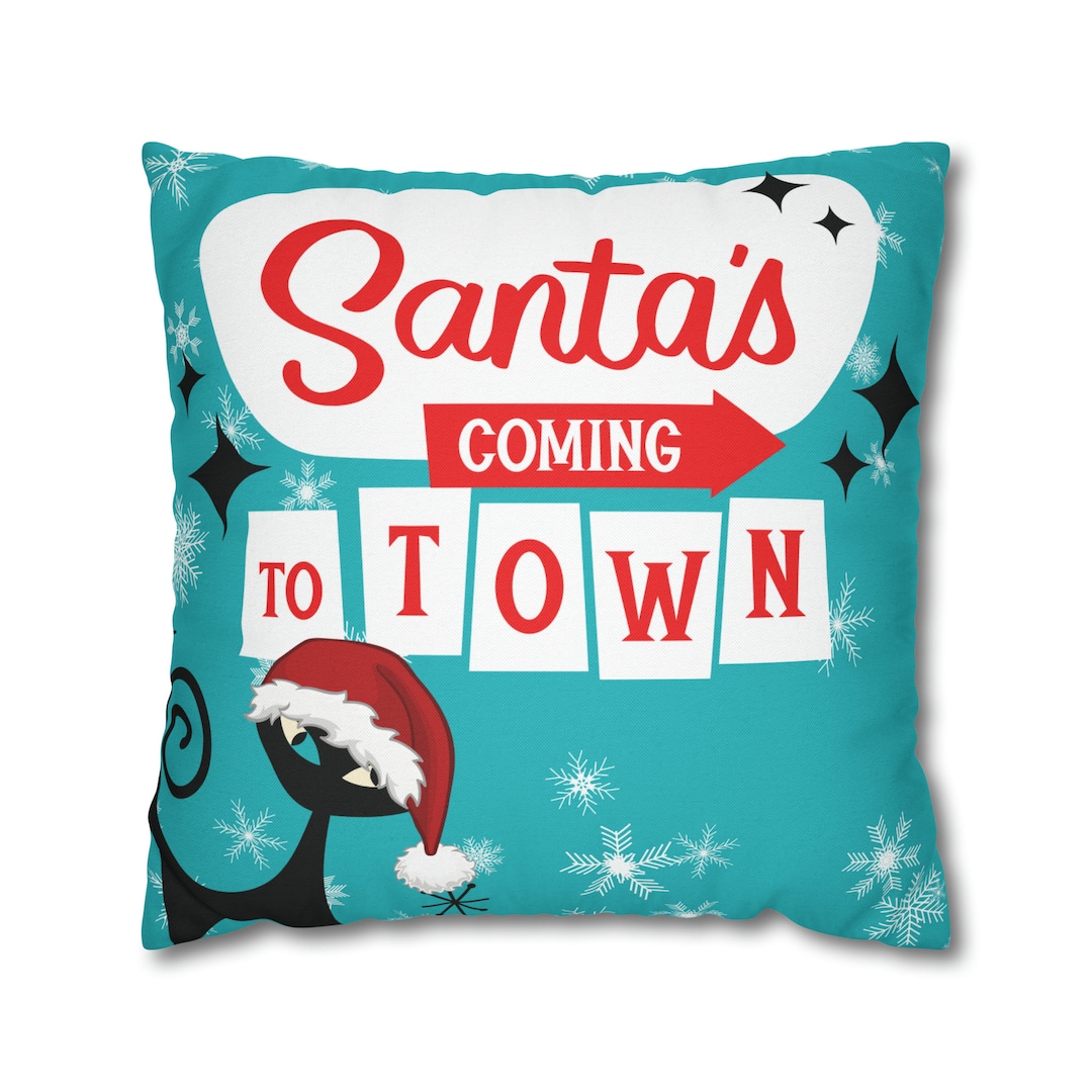 Mid Century Modern Christmas Pillow Cover, Atomic Kitschy Cat