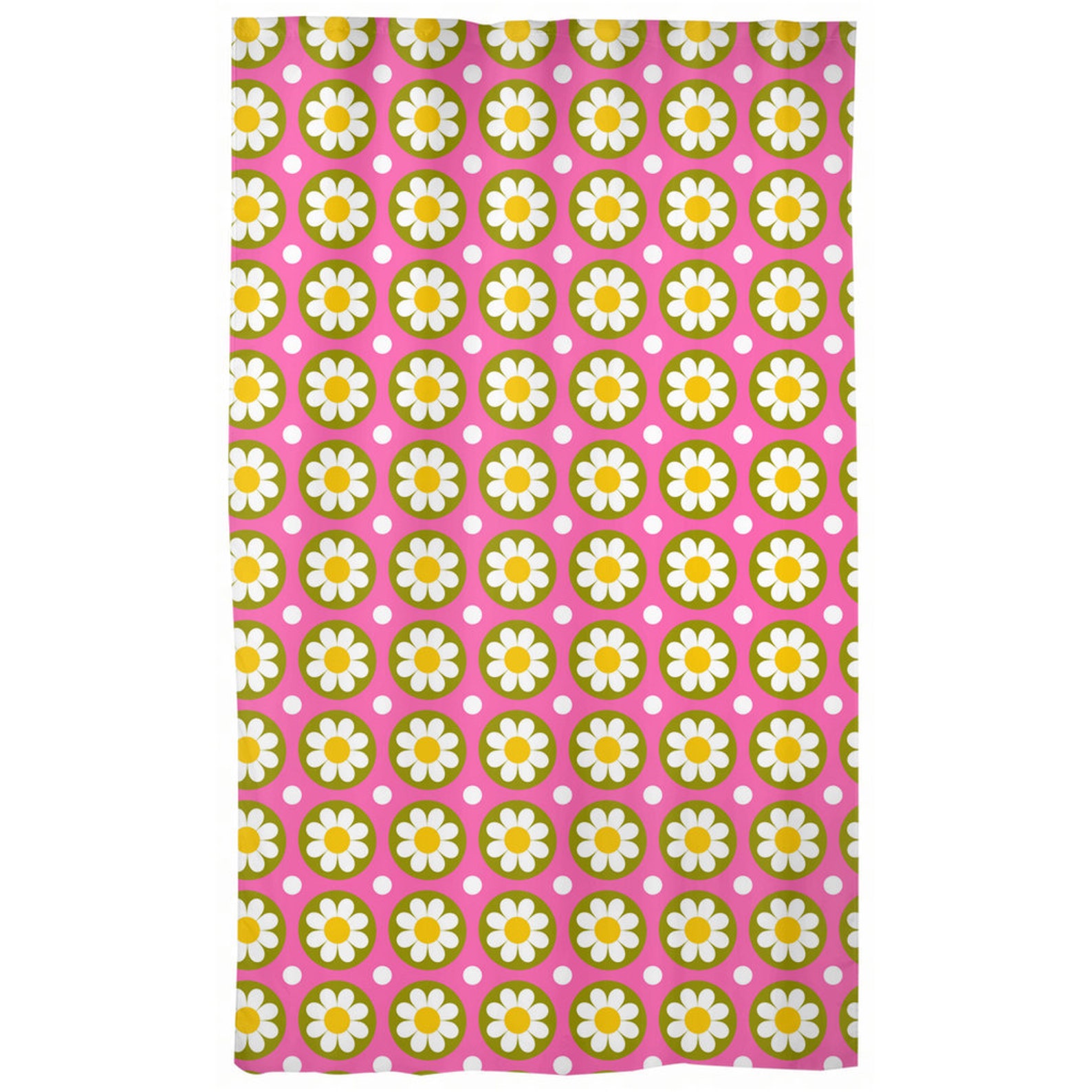 Mid Century Modern Retro Curtains Pink White Green Mod Etsy