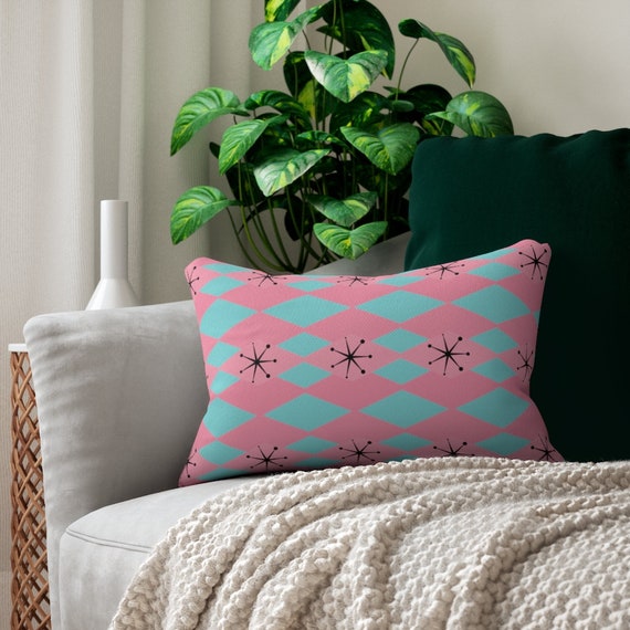 pink and turquoise throw pillows