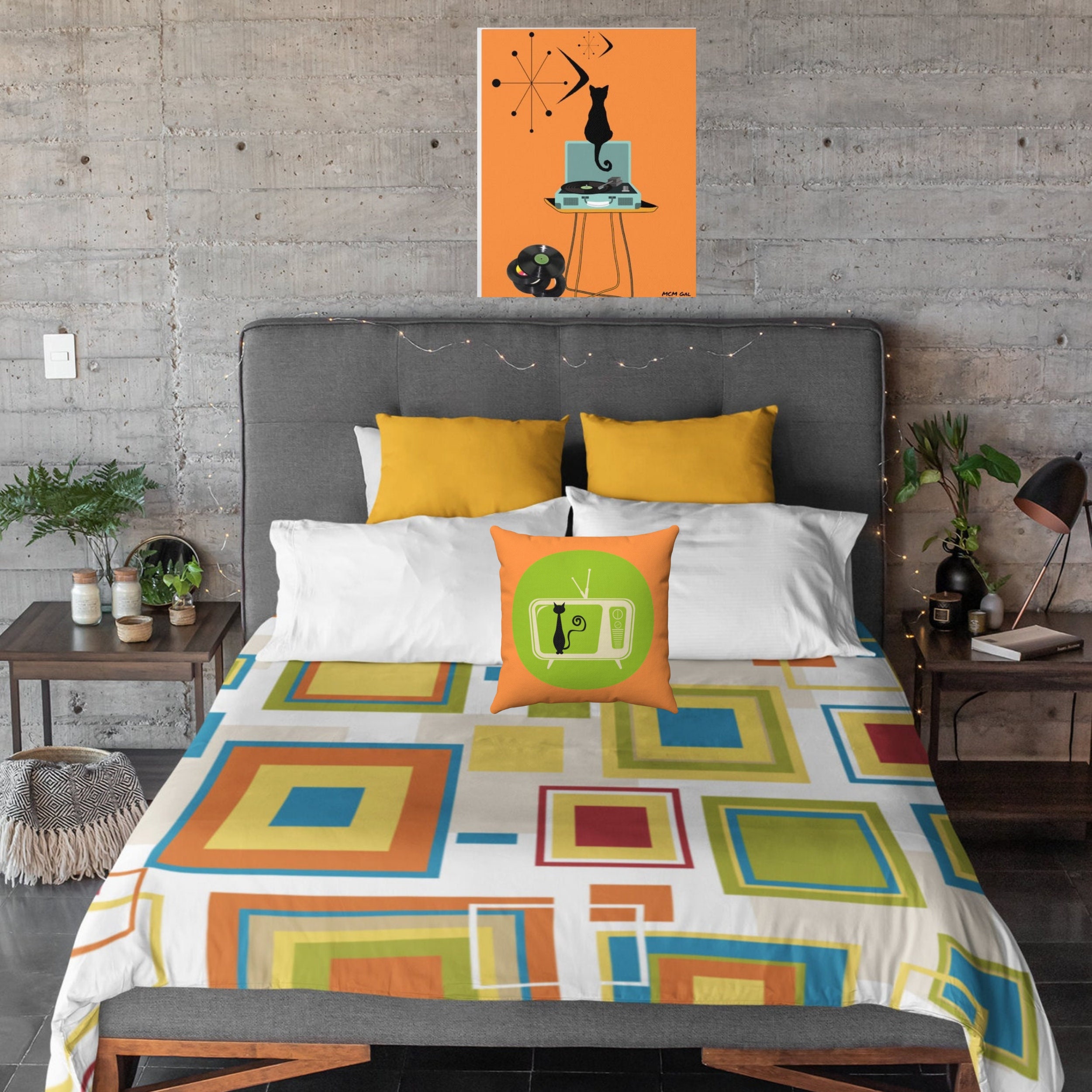 Mid Century Modern Bedding Abstract Geo 