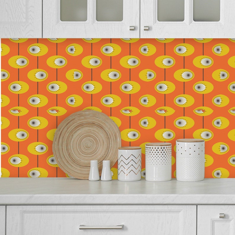 Mid Century Modern Wallpaper Peel and Stick Scandinavian Etsy