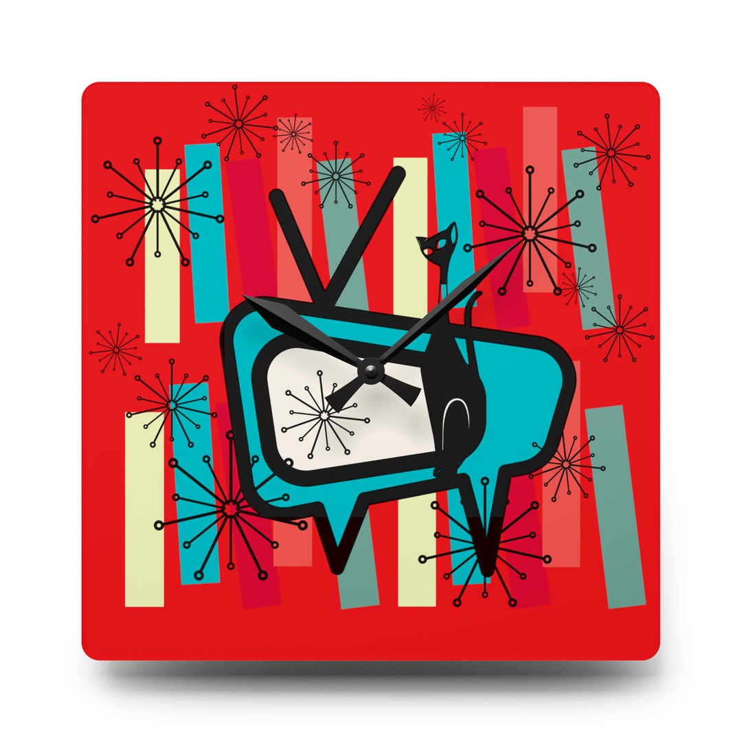 Mid Century Modern TV Atomic Cat Kitschy Retro MCM Acrylic Etsy