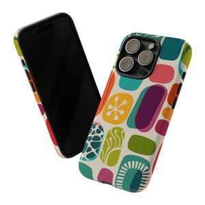 Mid Modern Century iPhone 12,13 Mini, Pro, Max Cases Abstract Geometric Retro Boho Colorful Bold Glossy Finish