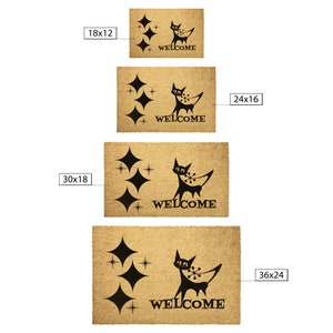 Atomic Cat Retro Welcome Astro Diamond Star Burst Mid Century Modern MCM Mid Mod Welcome Door Mat image 4