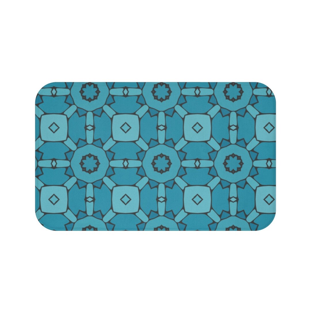Retro Modern BOHO Geometric Dark Teal Bath Mat Etsy