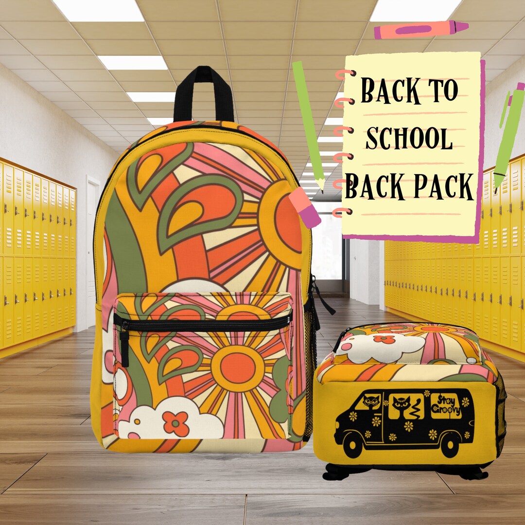 Retro 70's Groovy Back to School Backpack Hippie Etsy