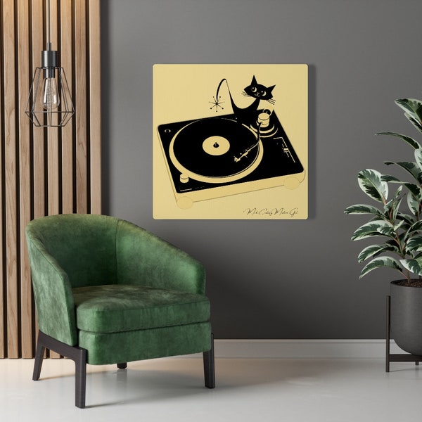 Atomic Cat Canvas Wall Art Etsy