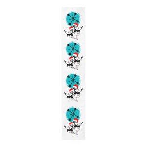 Atomic Cats Kitchen, Dining Room, Black Cat, Retro Christmas Mid Century Modern White MCM Designs Table Runner image 5