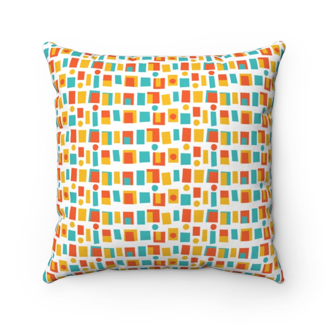 Retro Pillow Modern Mid Century Modern Multicolor Retro Spun - Etsy