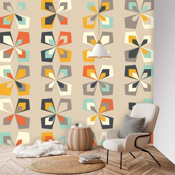 Mid Century Wallpaper Peel and Stick - Etsy
