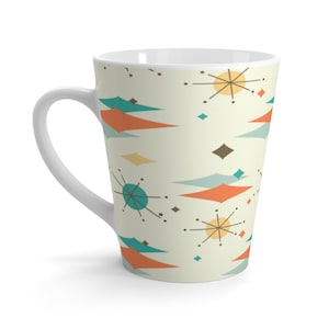 Retro Atomic Starburst Franciscan Mid Century Modern Beige MCM Home Latte Mug