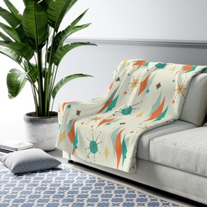 Classic Franciscan Starburst Sherpa Fleece Blanket Mid Century Modern Throw MCM Living Room Decor Etsy