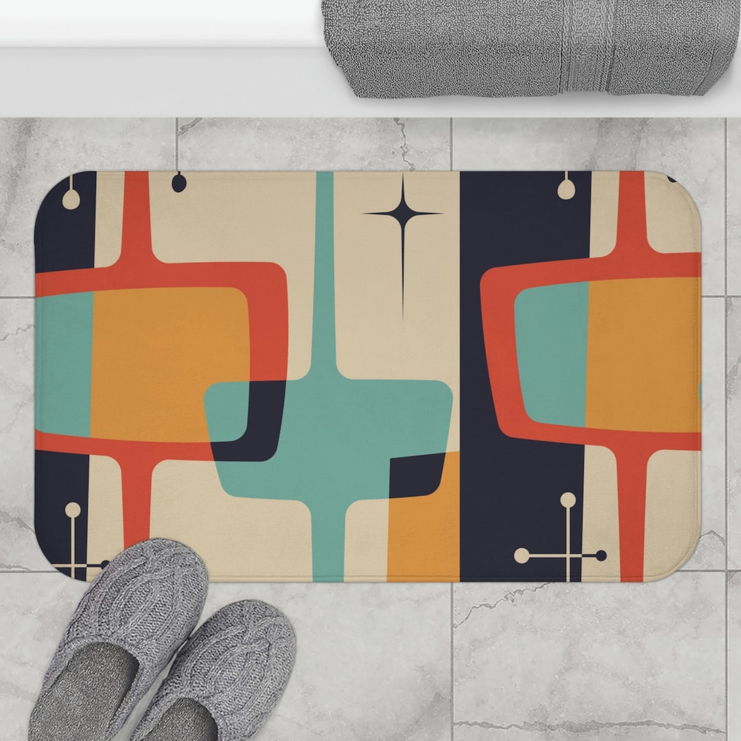 mid-century-modern-bath-mat-geometric-atomic-starburst-slate-gray