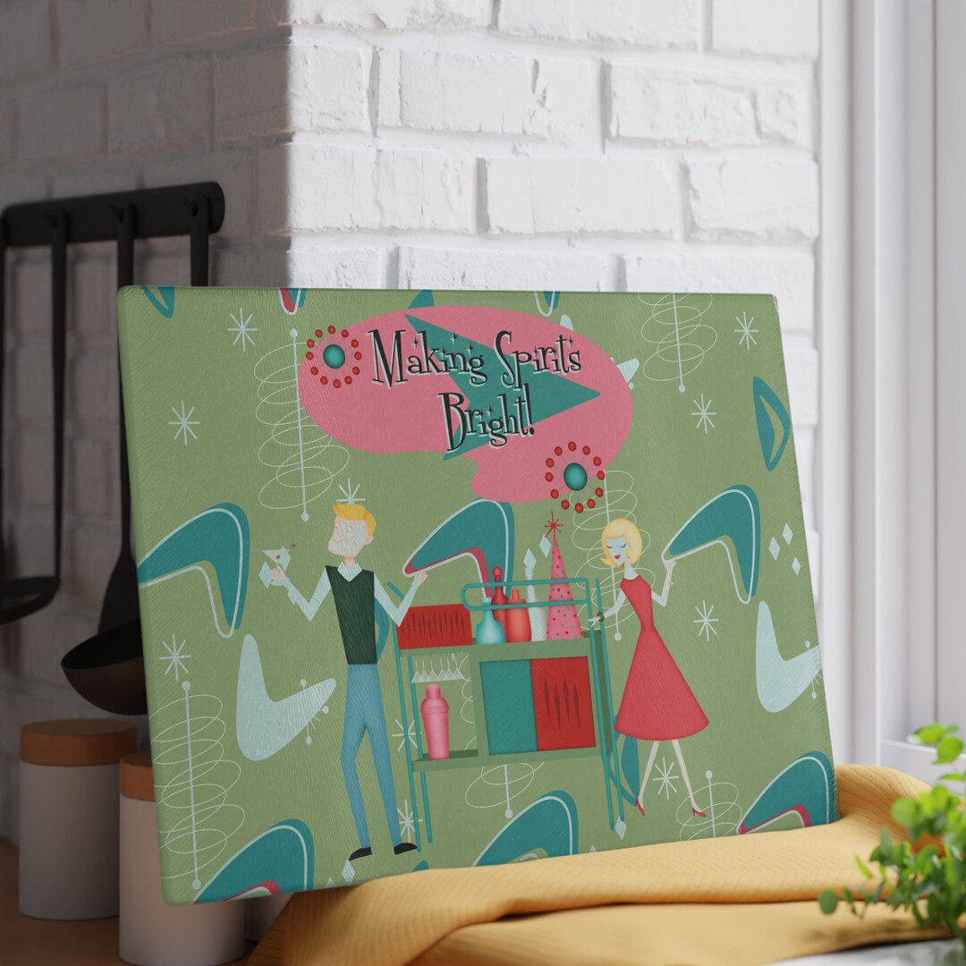 1950's Vintage Kitschy Martini Bar, Mid Century Modern Barware, Atomic