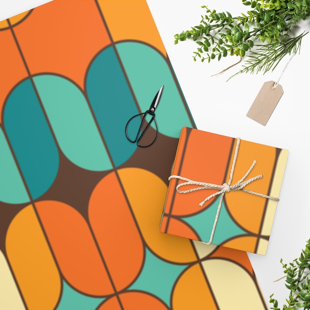 Mid-Century Modern Orange Wrapping Paper by MonstersMash