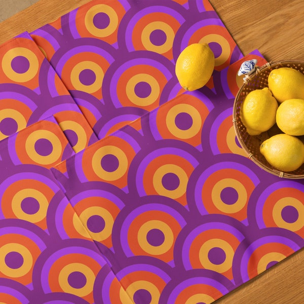 Retro Placemat Set, Pink, Purple, Groovy Mod Tableware