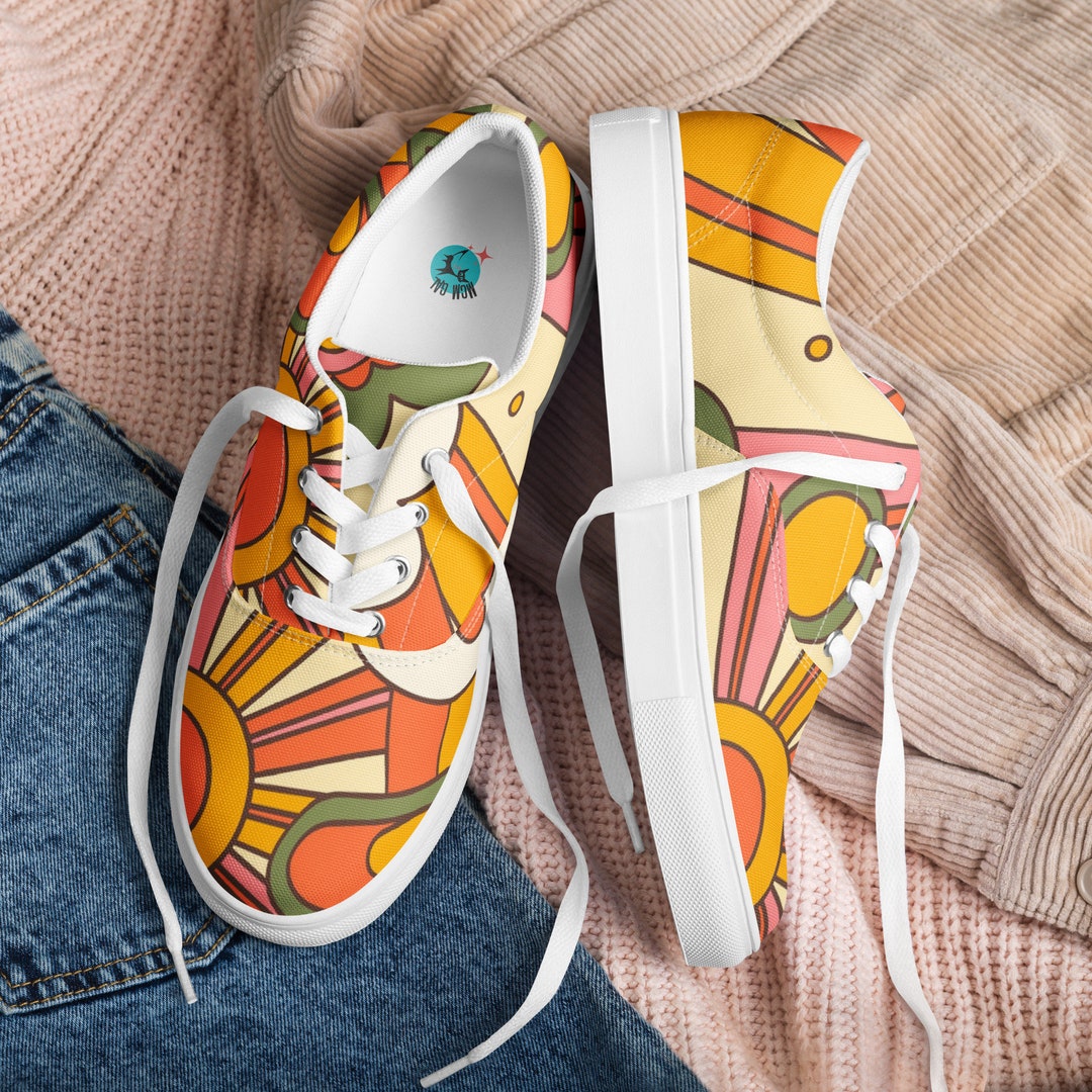 Groovy Sneakers Retro Style Sunburst Sunshine Hip and Funky