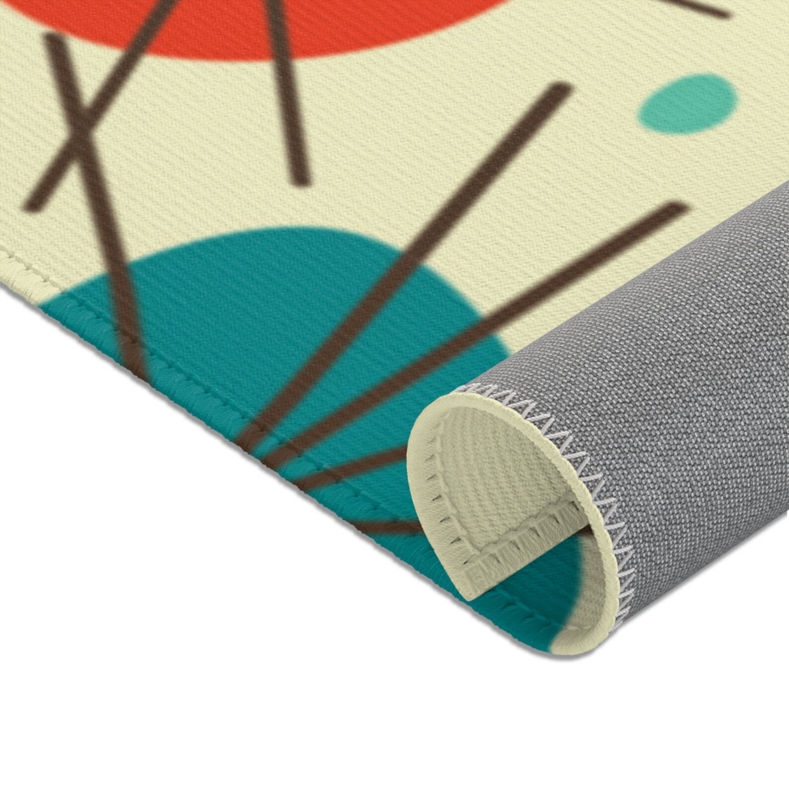 Mid Century Modern Retro Rug Atomic Starburst Beige Blue Etsy.de