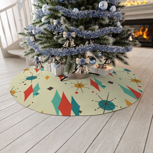 Atomic Retro Christmas Franciscan Diamond Star Burst Mid Century Modern Tree Skirt